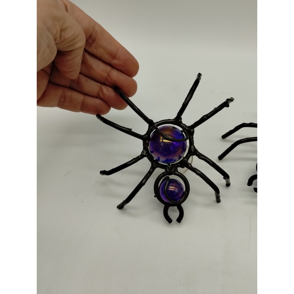 Set Of 2 Metal And Marbles Spiders Window Sun catchers Halloween - Picture 2 of 9